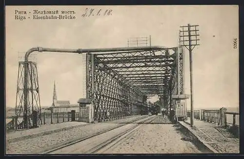 AK Para / Riga, Blick auf die Eisenbahn-Brücke