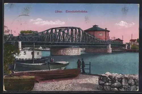 AK Libau, Blick auf die Eisenbahnbrücke