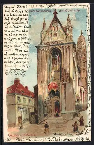 Künstler-AK Richard Hegedüs-Geiger: Wien I, die Kirche Maria am Gestade