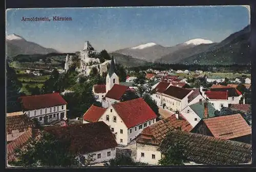 AK Arnoldstein, Teilansicht mit Kirche u. Burgruine