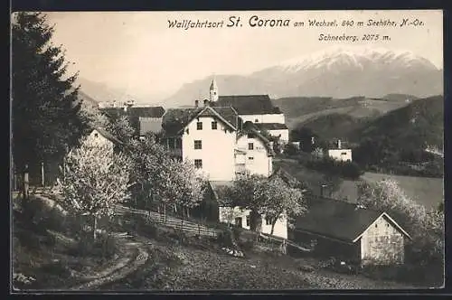 AK St. Corona am Wechsel, Strassenpartie vor Bergpanorama