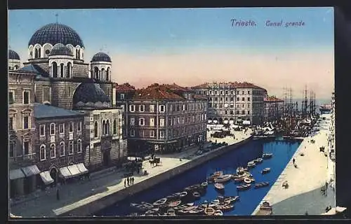 AK Trieste, Teilansicht mit Canale Grande