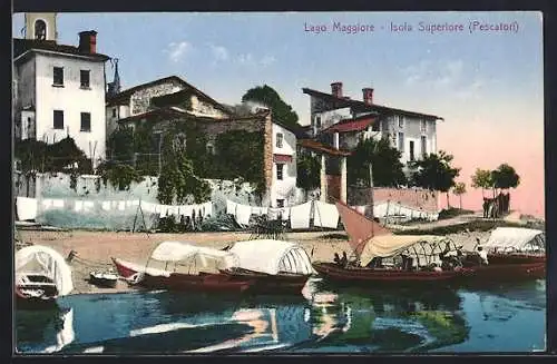 AK Isola Superiore, Lago Maggiore, Uferpartie mit angelegten Booten