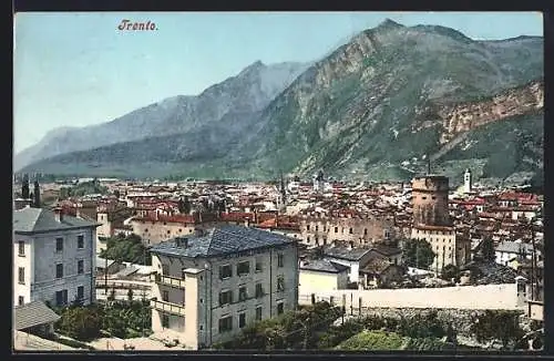 AK Trento, Teilansicht der Stadt mit altem Turm