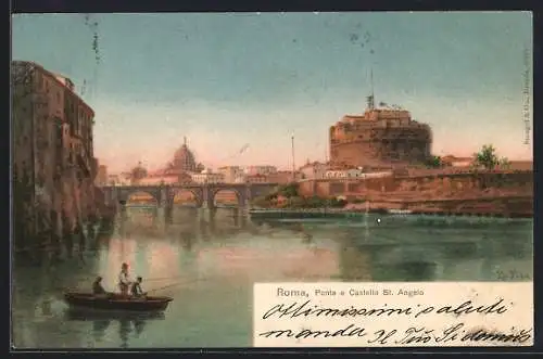 Lithographie Rom, Ponte e Castelllo St. Angelo