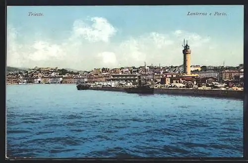 AK Trieste, Lanterna e Porto, Leuchtturm und Hafen