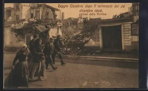 AK Reggio Calabria, Erdbeben / Terremoto 1908, Corso della Marina