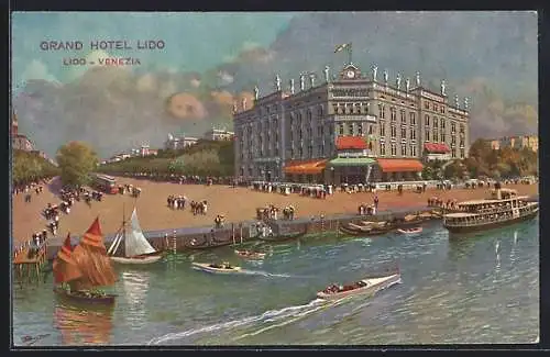 Künstler-AK Venezia-Lido, Grand Hotel Lido