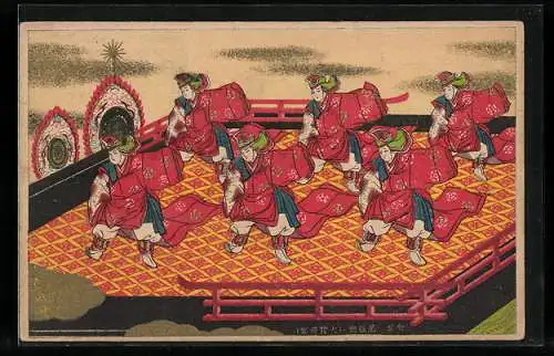 Künstler-AK Japanische Tänzer in traditioneller Kleidung