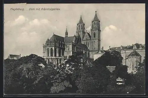 AK Magdeburg, Dom mit Präsidialgarten