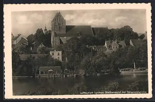 AK Lychen, Stadtansicht mit Johanniskirche