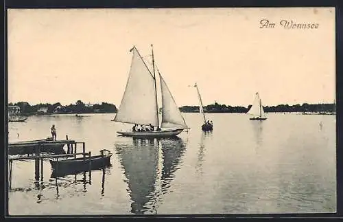 AK Berlin, Segelboote auf dem Wannsee