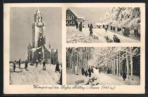 AK Feldberg i. Taunus, Feldberghaus und Aussichtsturm im Winter