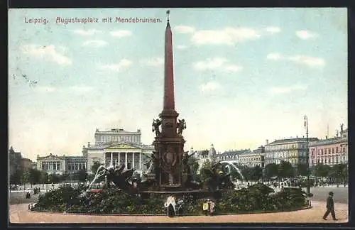 AK Leipzig, Augustusplatz mit Mendebrunnen