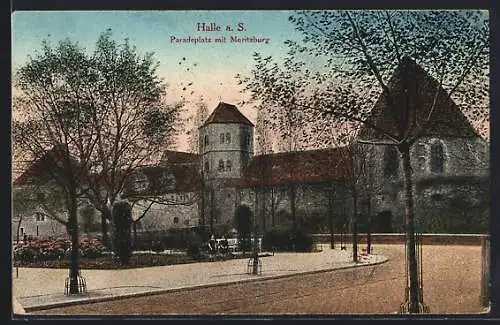 AK Halle /Saale, Paradeplatz mit Moritzburg