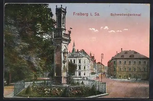 AK Freiberg / Sachsen, Schwedendenkmal