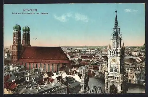 AK München-Au, Blick auf Frauenkirche und Rathaus