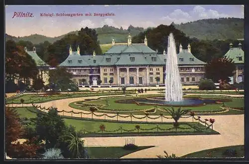 AK Dresden-Pillnitz, Königlicher Schlossgarten mit Bergpalais