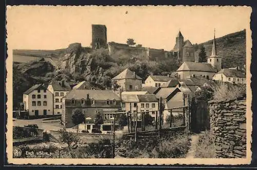 AK Esch, Ortsansicht mit Hotel des Ardennes