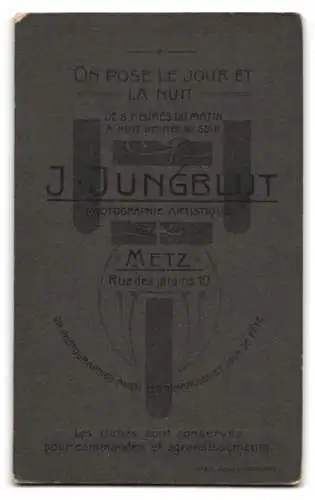 Fotografie F. Jungblut, Metz, Rue des Jardins 10, Portrait eines Soldaten in Uniform