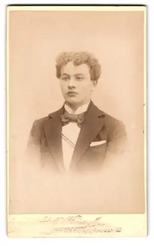 Fotografie Adolf Heinsch, Greiz i. V., Carolinenstr. 36, Portrait eines jungen Mannes mit Fliege