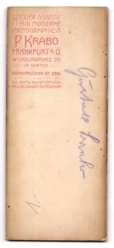Fotografie P. Krabo, Frankfurt a. O., Wilhelmsplatz 20, Junger Mann in Uniform
