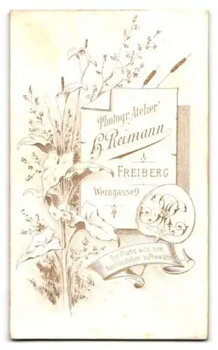 Fotografie H. Reimann, Freiberg, Weingasse 9, Frau mit dekorativem Fächer