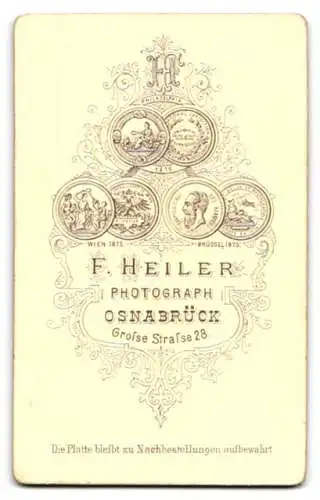 Fotografie F. Heiler, Osnabrück, Grosse Strasse 28, Porträt eines Mannes mit Schnurrbart