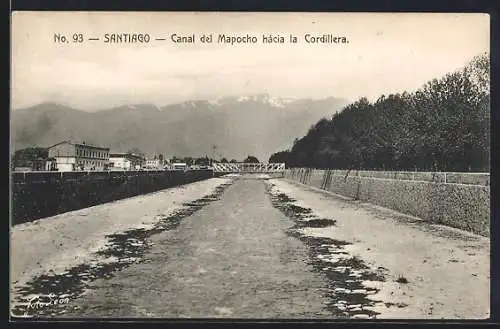 AK Santiago, Canal del Mapocho hácia la Cordillera