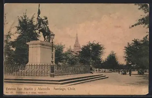 AK Santiago, Estatua San Martin y Alameda