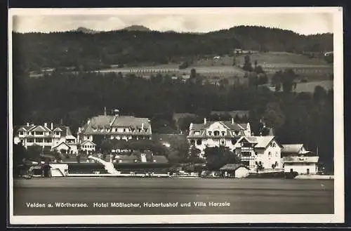 AK Velden a. Wörthersee, Hotel Mösslacher, Hotel Hubertushof und Villa Herzele