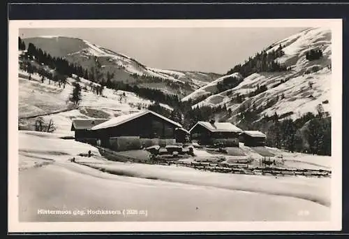 AK Maria Alm am Steinernen Meer, Hintermoos gegen Hochkasern im Winter