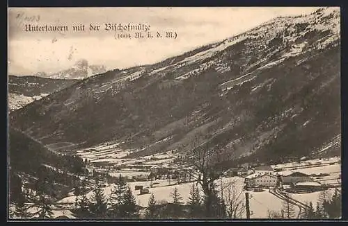 AK Untertauern, winterliche Ansicht mit der Bischofsmütze