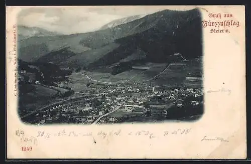 AK Mürzzuschlag /Steierm., Teilansicht mit Bergen