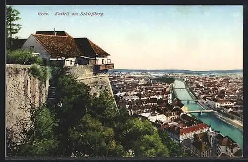 AK Graz, Kastell am Schlossberg mit Teilansicht