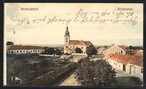 AK Ravelsbach, Blick zum Kirchenplatz