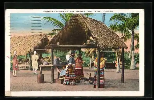 AK Florida, A Seminole Indian village F-239 - Indianer