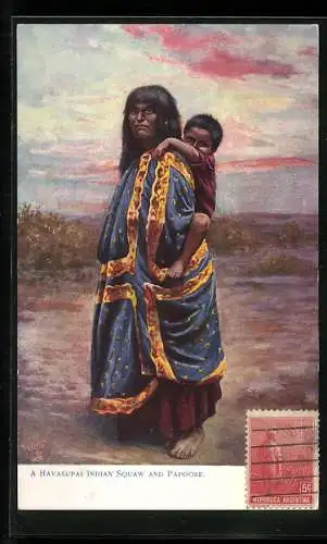 Künstler-AK a Havasupai Indian Squaw and Papoose