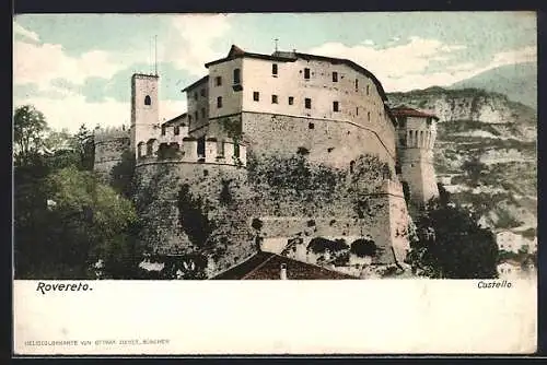 AK Rovereto, Castello, Teilansicht mit Burg