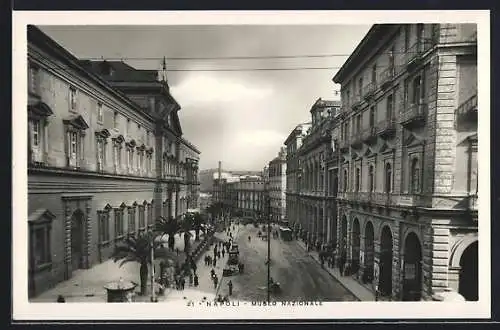 AK Napoli, Museo Nazionale, Strassenbahn