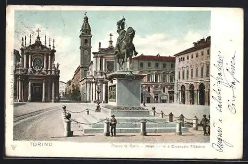 AK Torino, Piazza S. Carlo, Monumento a Emanuele Filiberto