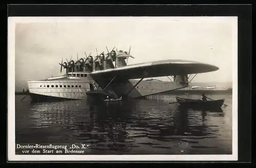 AK Wasserflugzeug Dornier-Riesenflugzeug Do X vor dem Start am Bodensee