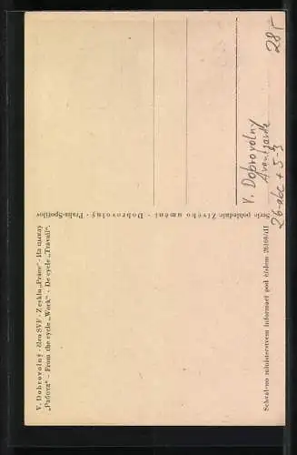 Künstler-AK sign. V. Dobrovny: Portrait aus dem Zyklus Arbeit, Avantgarde