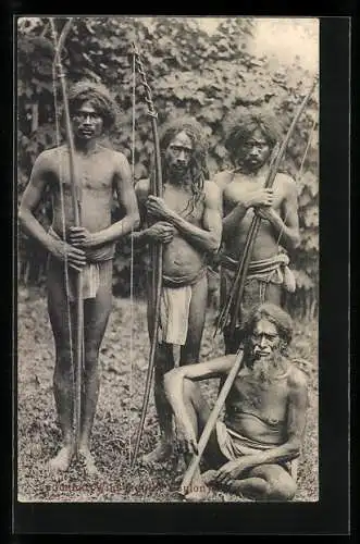 AK Veddahs (wild men of Ceylon) mit Bögen