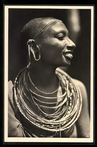 Foto-AK Casimir Zagourski, Kénia, Massai Woman