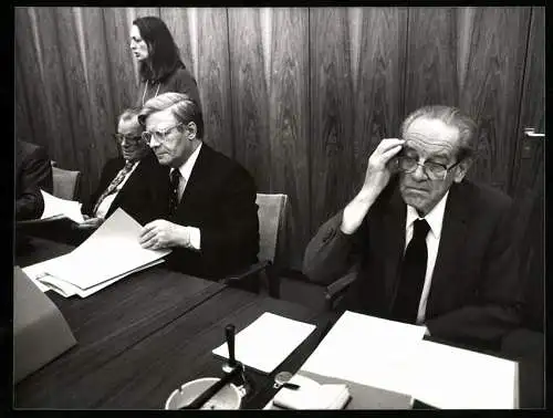 Fotografie Sven Simon, Bonn, Bundeskanzler Helmut Schmidt, Willy Brandt, Herbert Wehner