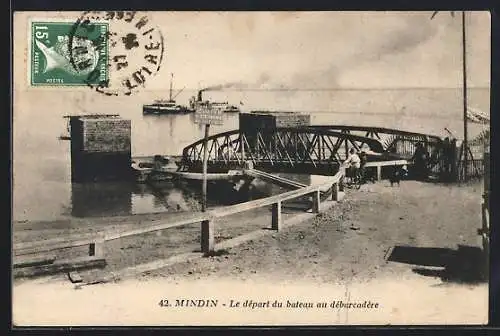 AK Mindin /L.-Inf., Le depart du bateau au debarcadere