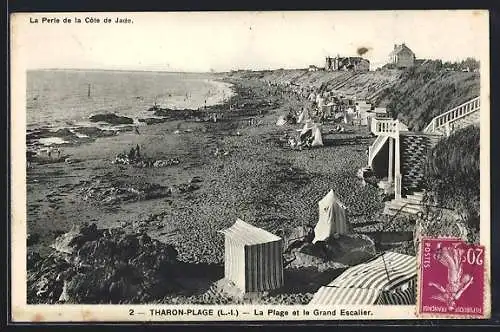 AK Tharon-Plage /L.-I., La Plage et le Grand Escalier