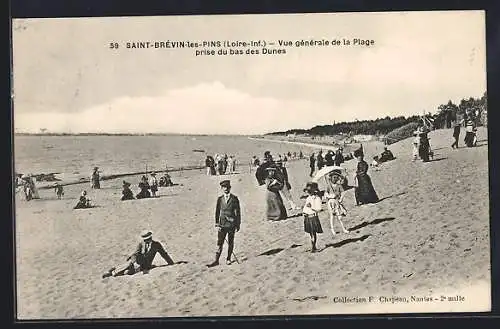 AK Saint-Brévin-les-Pins, Vue générale de la Plage prise du bas des Dunes