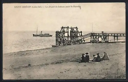 AK Saint-Brévin /Loire-Inf., Le départ du bateau pour St-Nazaire